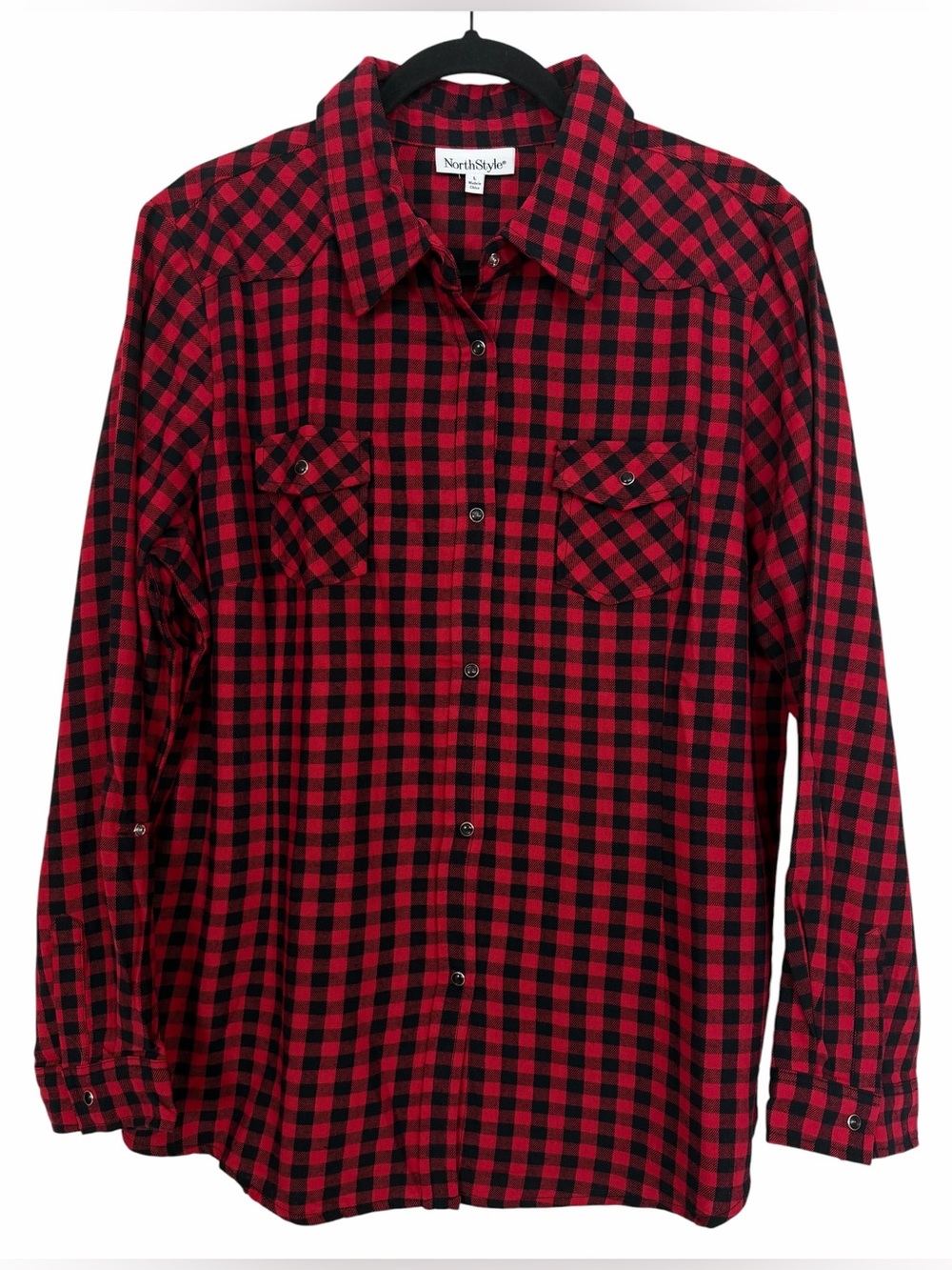NorthStyle Buffalo Plaid Flannel Shirt Rex Black New Size Large